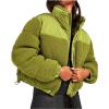 imagechouyatou Womens Winter Warm Cropped Sherpa Puffer Jacket Casual Zip Up Baggy Quilted Down CoatGreen