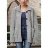 imagechouyatou Womens Button Down Cardigan Sweater Fall Oversized Turtleneck Ribbed Knit Cardigan Coat with PocketsGrey