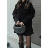 imagechouyatou Womens 2 Piece Sweater Skirt Sets Casual Loose Pullover Tops Mini Knitted Skirt Two Piece OutfitsBlack