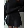 imagechouyatou Womens 2 Piece Sweater Skirt Sets Casual Loose Pullover Tops Mini Knitted Skirt Two Piece OutfitsBlack