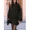 imagechouyatou Womens 2 Piece Sweater Skirt Sets Casual Loose Pullover Tops Mini Knitted Skirt Two Piece OutfitsCoffee