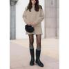 imagechouyatou Womens 2 Piece Sweater Skirt Sets Casual Loose Pullover Tops Mini Knitted Skirt Two Piece OutfitsKhaki