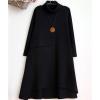 imagechouyatou Womens Casual Turtleneck Long Sleeve Irregular Swing Sweater Long Dress with PocketBlack