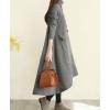 imagechouyatou Womens Casual Turtleneck Long Sleeve Irregular Swing Sweater Long Dress with PocketGray