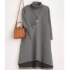 imagechouyatou Womens Casual Turtleneck Long Sleeve Irregular Swing Sweater Long Dress with PocketGray