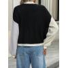 imagechouyatou Womens Color Block Open Front Cardigans Contrast Striped Chunky Cardigan Sweater Outerwear CoatBlack