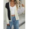 imagechouyatou Womens Color Block Open Front Cardigans Contrast Striped Chunky Cardigan Sweater Outerwear CoatBlack