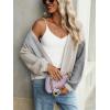 imagechouyatou Womens Color Block Open Front Cardigans Contrast Striped Chunky Cardigan Sweater Outerwear CoatGray