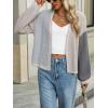 imagechouyatou Womens Color Block Open Front Cardigans Contrast Striped Chunky Cardigan Sweater Outerwear CoatGray