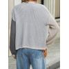 imagechouyatou Womens Color Block Open Front Cardigans Contrast Striped Chunky Cardigan Sweater Outerwear CoatGray