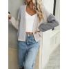 imagechouyatou Womens Color Block Open Front Cardigans Contrast Striped Chunky Cardigan Sweater Outerwear CoatGray