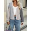 imagechouyatou Womens Color Block Open Front Cardigans Contrast Striped Chunky Cardigan Sweater Outerwear CoatGray