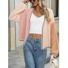 imagechouyatou Womens Color Block Open Front Cardigans Contrast Striped Chunky Cardigan Sweater Outerwear CoatPink