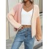 imagechouyatou Womens Color Block Open Front Cardigans Contrast Striped Chunky Cardigan Sweater Outerwear CoatPink