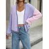 imagechouyatou Womens Color Block Open Front Cardigans Contrast Striped Chunky Cardigan Sweater Outerwear CoatPurple