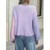 imagechouyatou Womens Color Block Open Front Cardigans Contrast Striped Chunky Cardigan Sweater Outerwear CoatPurple