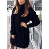 imagechouyatou Womens Oversized Cable Knit Midi Sweater Dress Turtleneck Long Sleeve Pullover Jumper TopsBlack