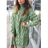 imagechouyatou Womens Oversized Cable Knit Midi Sweater Dress Turtleneck Long Sleeve Pullover Jumper TopsGreen