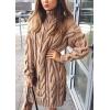 imagechouyatou Womens Oversized Cable Knit Midi Sweater Dress Turtleneck Long Sleeve Pullover Jumper TopsKhaki