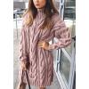 imagechouyatou Womens Oversized Cable Knit Midi Sweater Dress Turtleneck Long Sleeve Pullover Jumper TopsPink