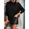 imagechouyatou Womens Oversized Fringe Tassel Sweater Long Sleeve Turtleneck Knitted Pullover Jumper TopsBlack