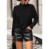 imagechouyatou Womens Oversized Fringe Tassel Sweater Long Sleeve Turtleneck Knitted Pullover Jumper TopsBlack