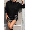 imagechouyatou Womens Oversized Fringe Tassel Sweater Long Sleeve Turtleneck Knitted Pullover Jumper TopsBlack