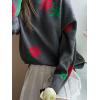 imagechouyatou Womens Rose Flower Pattern Pullover Sweaters Long Sleeve Floral Printed Knit Jumper TopsGray