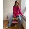 imagechouyatou Womens Rose Flower Pattern Pullover Sweaters Long Sleeve Floral Printed Knit Jumper TopsRose Red