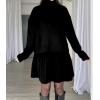 imagechouyatou Womens Turtleneck 2 Piece Outfits Long Sleeve Sweater and High Waist ALine Pleated Mini Skirt SetsBlack