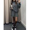 imagechouyatou Womens Turtleneck 2 Piece Outfits Long Sleeve Sweater and High Waist ALine Pleated Mini Skirt SetsGray