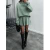 imagechouyatou Womens Turtleneck 2 Piece Outfits Long Sleeve Sweater and High Waist ALine Pleated Mini Skirt SetsGreen
