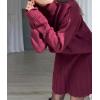 imagechouyatou Womens Turtleneck 2 Piece Outfits Long Sleeve Sweater and High Waist ALine Pleated Mini Skirt SetsWine Red
