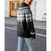 imagechouyatou Womens Vintage Fair Isle Pattern Turtleneck Knitted Pullover Sweater TopsBlack