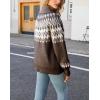 imagechouyatou Womens Vintage Fair Isle Pattern Turtleneck Knitted Pullover Sweater TopsBrown