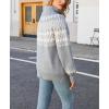 imagechouyatou Womens Vintage Fair Isle Pattern Turtleneck Knitted Pullover Sweater TopsGray