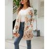 imagechouyatou Womens Western Aztec Print Button Down Boyfriend Knit Cardigan Sweaters with PocketsBeige Blue