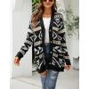 imagechouyatou Womens Western Aztec Print Button Down Boyfriend Knit Cardigan Sweaters with PocketsBlack