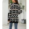 imagechouyatou Womens Western Aztec Print Button Down Boyfriend Knit Cardigan Sweaters with PocketsBlack