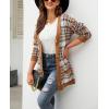 imagechouyatou Womens Western Aztec Print Button Down Boyfriend Knit Cardigan Sweaters with PocketsBrown Plaid