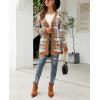 imagechouyatou Womens Western Aztec Print Button Down Boyfriend Knit Cardigan Sweaters with PocketsBrown Plaid