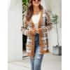 imagechouyatou Womens Western Aztec Print Button Down Boyfriend Knit Cardigan Sweaters with PocketsBrown Plaid