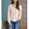 imagechouyatou Womens Y2K Pearl Beading Bow Trim Pullover Sweater V Neck Fuzzy Fleece Furry Knit Jumper TopsPink