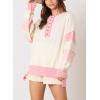 imagechouyatou Womens Y2K Ribbed Knit Sweater 12 Button Color Block Striped Spliced Sweater Pullover TopsPink