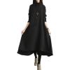 imagechouyatou Womens Casual Turtleneck Long Sleeve Irregular Swing Sweater Long Dress with PocketBlack