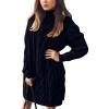 imagechouyatou Womens Oversized Cable Knit Midi Sweater Dress Turtleneck Long Sleeve Pullover Jumper TopsBlack