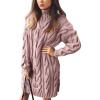 imagechouyatou Womens Oversized Cable Knit Midi Sweater Dress Turtleneck Long Sleeve Pullover Jumper TopsPink