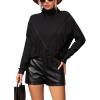 imagechouyatou Womens Oversized Fringe Tassel Sweater Long Sleeve Turtleneck Knitted Pullover Jumper TopsBlack