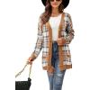 imagechouyatou Womens Western Aztec Print Button Down Boyfriend Knit Cardigan Sweaters with PocketsBrown Plaid