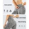 imageSTYLEWORD Womens Leggings High Waist Naked Feeling Pattern Yoga Pants Tummy Control Workout Running Elastic TightsLeopard19088M